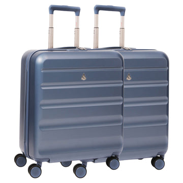 Aerolite 56x45x25cm Large Cabin Bag – Easyjet Large Cabin/Plus/Flexi, British Airways & Jet2 Maximum Cabin Luggage Size, Lightweight Hard Shell Suitcase with 8 Spinner Wheels, TSA Lock, 56L Capacity, 5-Year Warranty, Blue (Set of 2)